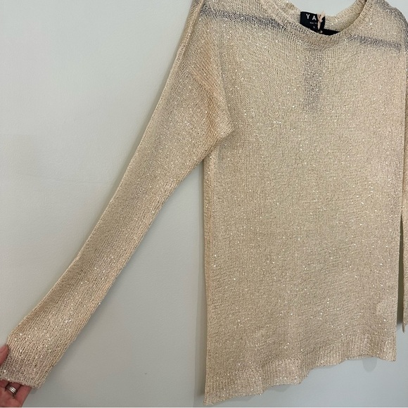 NWT YAL New York Knit Sweater Shimmering Gold Size Small Business Casual - Picture 2 of 7